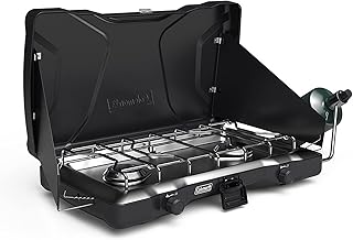 Coleman Triton 2-Burner Propane Stove, Portable Camping Cooktop with 2 Adjustable Burners & Wind Guards, 22,000 BTUs of Power for Camping, Tailgating, Grilling, BBQ, & More