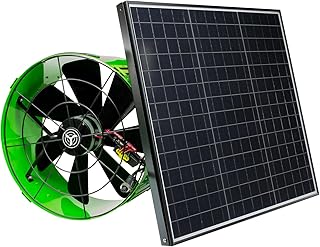 QuietCool AFG SLR-40 Solar Attic Fan for Gable Vents - 40 Watt Adjustable Panel - Included AC/DC Inverter for 24/7 Runtime - Thermostat Controlled