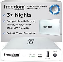 Freedom CPAP Battery Backup Power Supply, 160 Watt Hour, for Camping, Airline Travel & Power Outages (White)