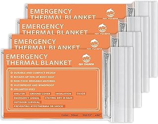 Emergency Mylar Thermal Blankets -Space Blanket Survival kit Camping Blanket (4-Pack)