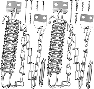 Storm Door Chain Spring 2 Pack Prevent Storm Damage, Screen Door or Door Closer Protector Heavy Duty Storm Door Hardware, Zinc Plated Anti-Rust and Sturdy, Easy to Install and Suit for Most Doors