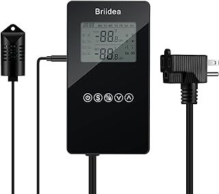 Humidity Controller, Briidea Pre-Wired Humidistat Humidifier Dehumidifier with LCD Display High Accuracy Humidity Sensor, Ideal for Greenhouse Mushroom Grow Tent